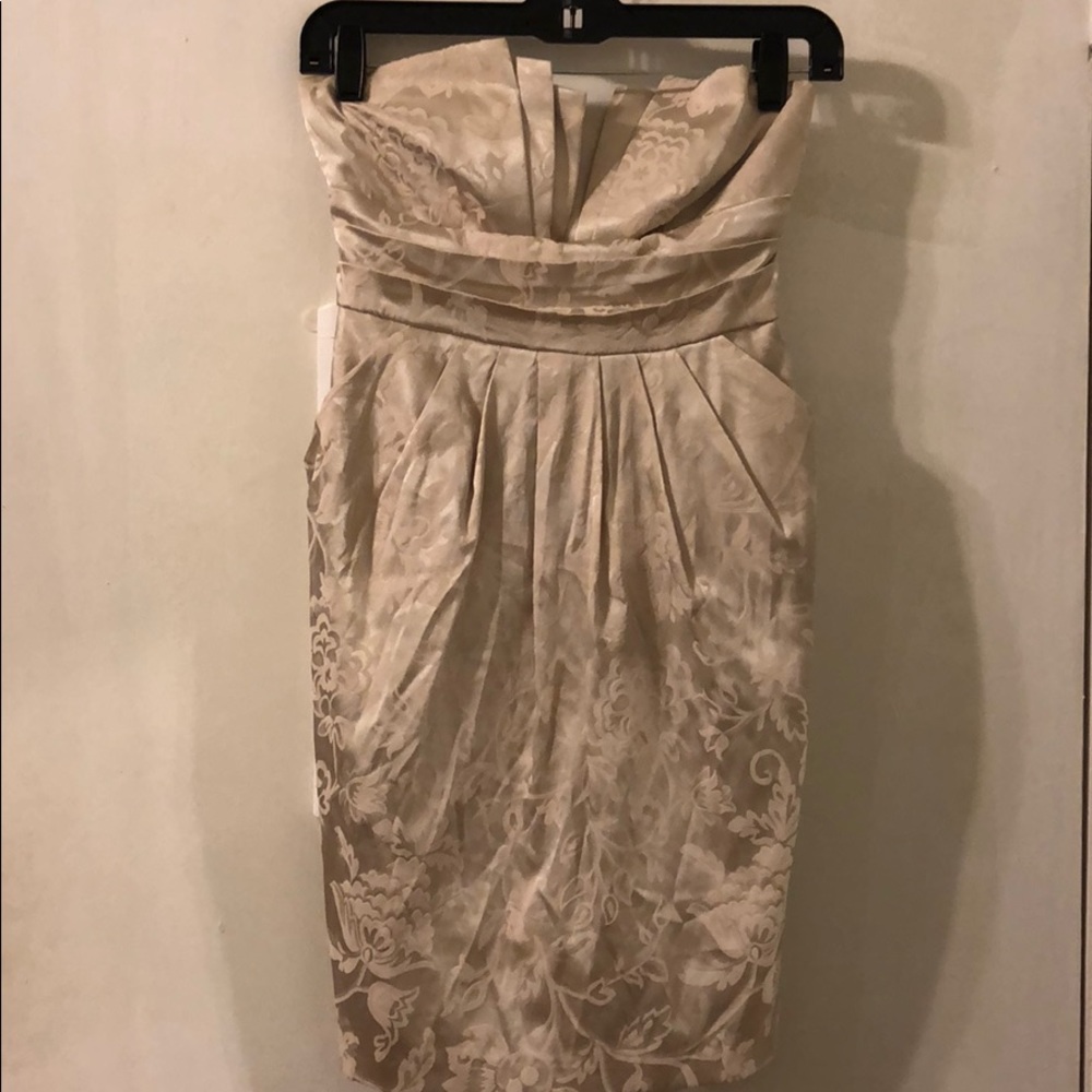 Cream gold strapless dress